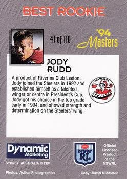 1994 Dynamic NSW Rugby League '94 Masters #41 Jody Rudd Back